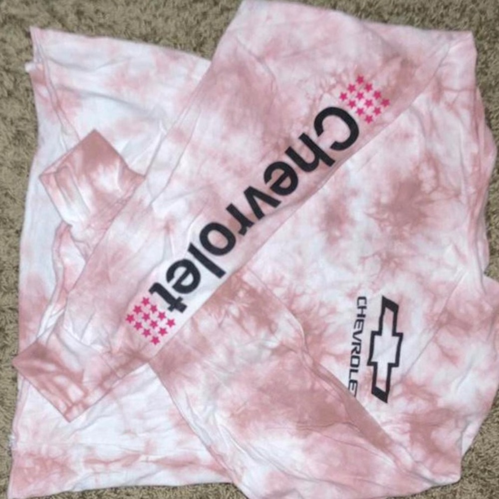 Pink Tie Dye Long Sleeve Cotton Over-Sized Cropped Crewneck
